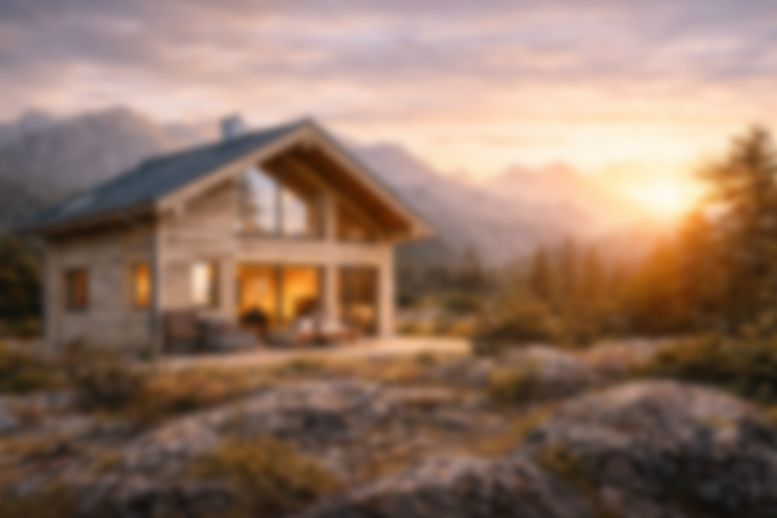 Intérieur d'une construction en bois massif